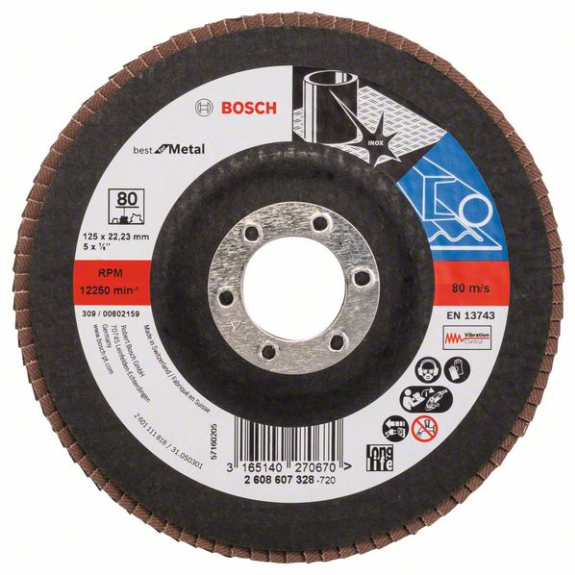 Bosch Fcherschleifscheibe X571 Best for Metal, gerade, 125 mm, 80, Glasgewebe-Beschreibung lesen