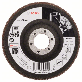 Bosch Fcherschleifscheibe X581 Best for Inox, gerade, 115 mm, 60, Glasgewebe-Beschreibung lesen