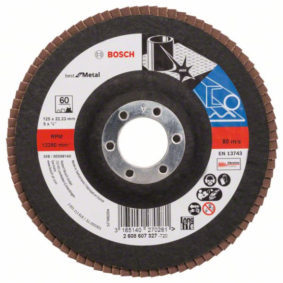 Bosch Fcherschleifscheibe X571 Best for Metal, gerade, 125 mm, 60, Glasgewebe-Beschreibung lesen