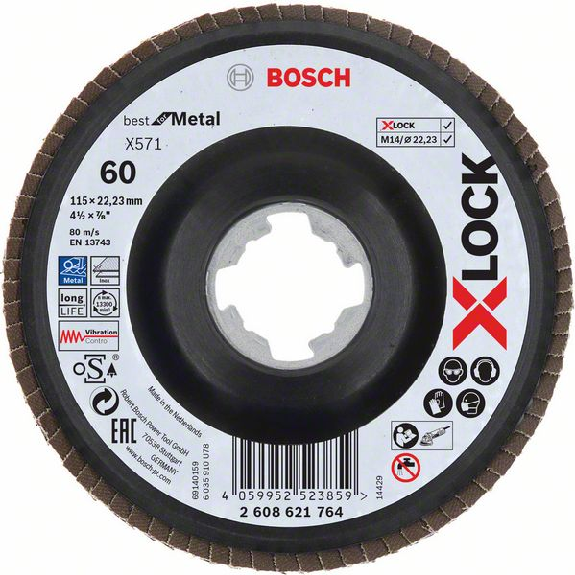 Disque  lamelles Bosch X-LOCK, X571, Best for Metal, coud, 125 mm, K-Leer más