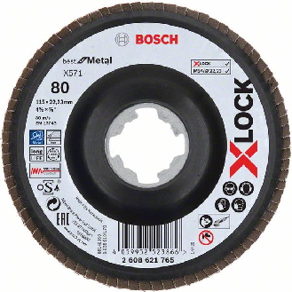 Bosch X-LOCK Fcherschleifscheibe, X571, Best for Metal, gewinkelt, 115 mm, K-Beschreibung lesen