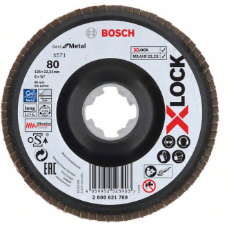 Bosch X-LOCK Fcherschleifscheibe, X571, Best for Metal, gewinkelt, 125 mm, K-Beschreibung lesen