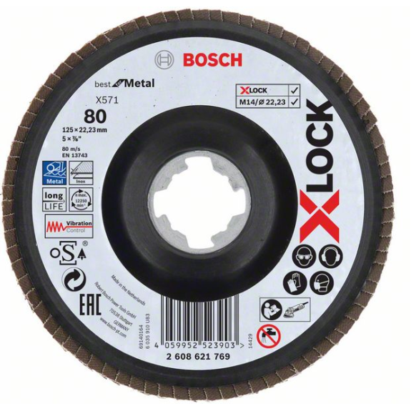 Bosch X-LOCK Fcherschleifscheibe, X571, Best for Metal, gewinkelt, 125 mm, K-Beschreibung lesen