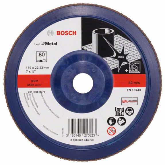 Bosch Fcherschleifscheibe X571 Best for Metal, gerade, 180 mm, 80, Kunststoff-Beschreibung lesen