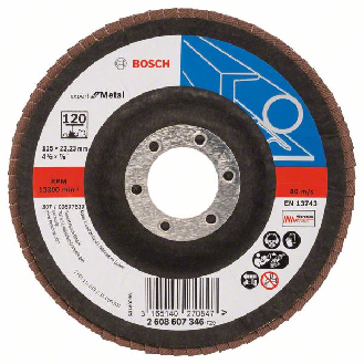 Bosch Fcherschleifscheibe X551 Expert for Metal, gewinkelt, 115 mm, 120-Beschreibung lesen