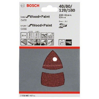 Schleifblatt-Set C470 und C430, 102 x 62, 93 mm, 40 - 180, 25er-Pack-Beschreibung lesen