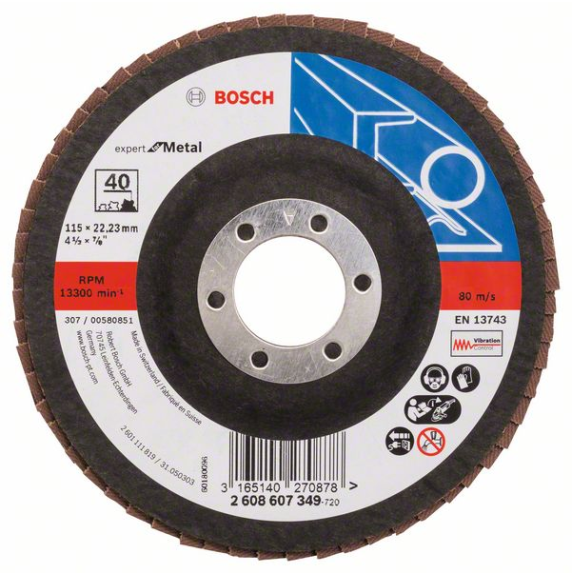 Bosch Fcherschleifscheibe X551 Expert for Metal, gerade, 115 mm, 40, Glasgewebe-Beschreibung lesen