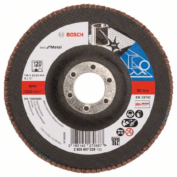Bosch Fcherschleifscheibe X571 Best for Metal, gerade, 125 mm, 120, Glasgewebe-Beschreibung lesen