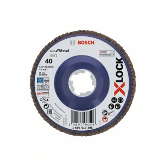 Bosch X-LOCK Fcherschleifscheibe, X571, Best for Metal, gerade, 115 mm, K 40-Beschreibung lesen