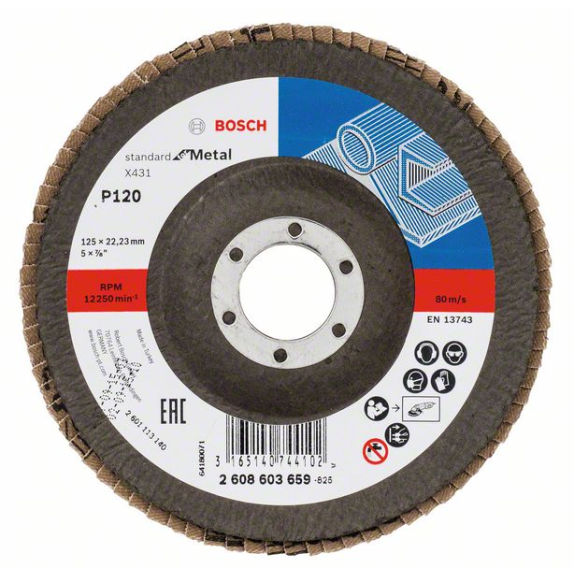 Bosch Fcherschleifscheibe X431 Standard for Metal, gewinkelt, 125 mm, 22,23 mm-Beschreibung lesen