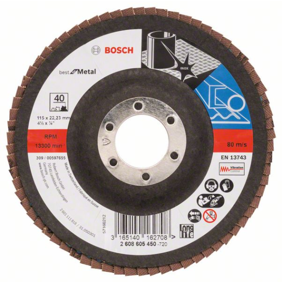 Bosch Fcherschleifscheibe X571 Best for Metal, gewinkelt, 115 mm, 40-Beschreibung lesen