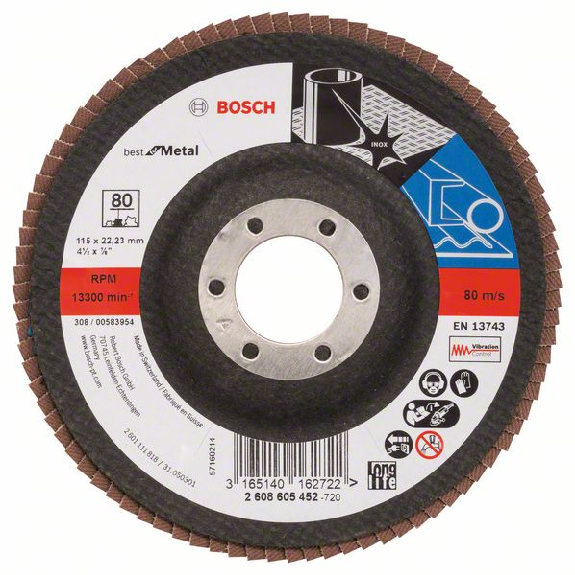 Bosch Fcherschleifscheibe X571 Best for Metal, gewinkelt, 115 mm, 80-Beschreibung lesen