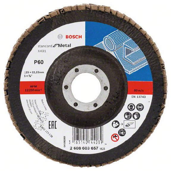 Bosch Fcherschleifscheibe X431 Standard for Metal, gewinkelt, 125 mm, 22,23 mm-Beschreibung lesen