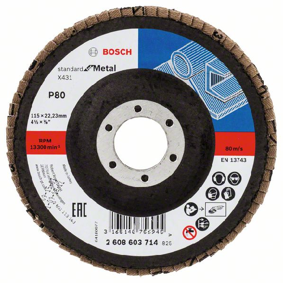 Bosch Fcherschleifscheibe X431 Standard for Metal, gerade, 115 mm, 80-Beschreibung lesen