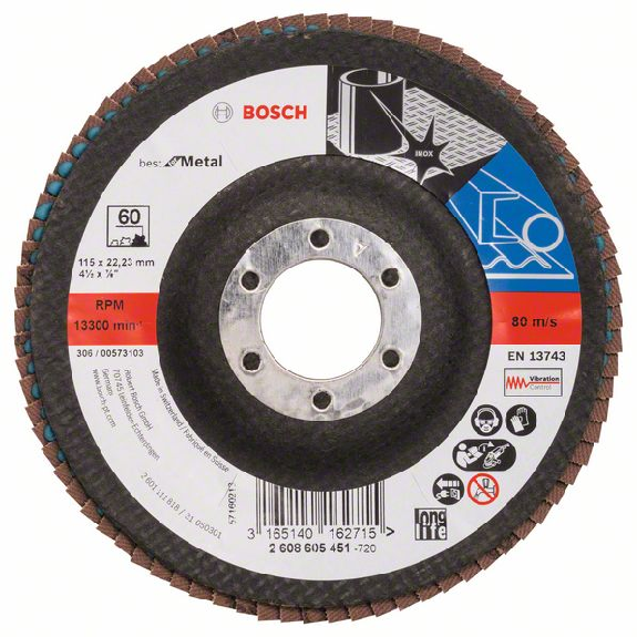 Bosch Fcherschleifscheibe X571 Best for Metal, gewinkelt, 115 mm, 60-Beschreibung lesen