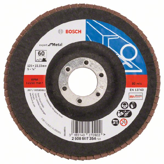 Bosch Fcherschleifscheibe X551 Expert for Metal, gerade, 125 mm, 60, Glasgewebe-Beschreibung lesen