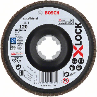 Bosch X-LOCK Fcherschleifscheibe, X571, Best for Metal, gewinkelt, 125 mm, K-Beschreibung lesen