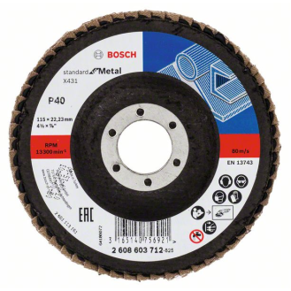 Bosch Fcherschleifscheibe X431 Standard for Metal, gerade, 115 mm, 40-Beschreibung lesen