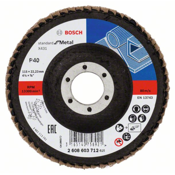 Bosch Fcherschleifscheibe X431 Standard for Metal, gerade, 115 mm, 40-Beschreibung lesen