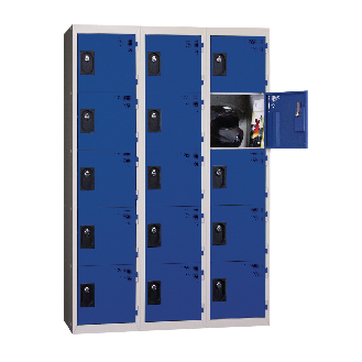 Vestiaires 5 cases x 3 colonnes - En kit - Bleu - Largeur 90cm-Lire la description