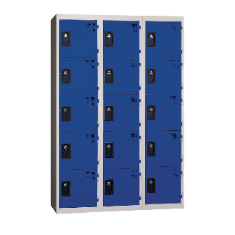 Vestiaires 5 cases x 3 colonnes - En kit - Bleu - Largeur 90cm-Lire la description