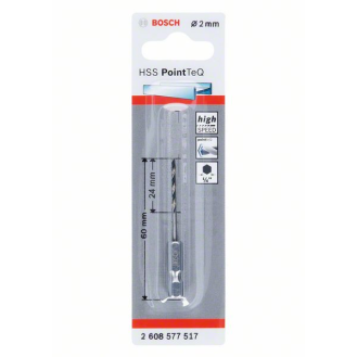 Bosch HSS PointTeQ Sechskantbohrer 2 mm-Beschreibung lesen