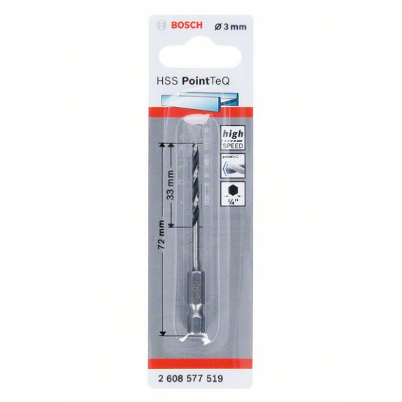 Bosch HSS PointTeQ Sechskantbohrer 3 mm-Beschreibung lesen