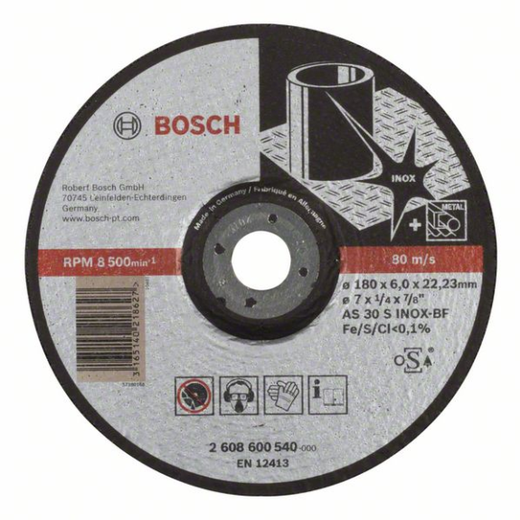 Bosch Schruppscheibe gekrpft Expert for Inox AS 30 S INOX BF, 180 mm, 22,23 mm-Beschreibung lesen