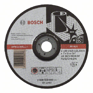 Bosch Schruppscheibe gekrpft Expert for Inox AS 30 S INOX BF, 180 mm, 22,23 mm-Beschreibung lesen