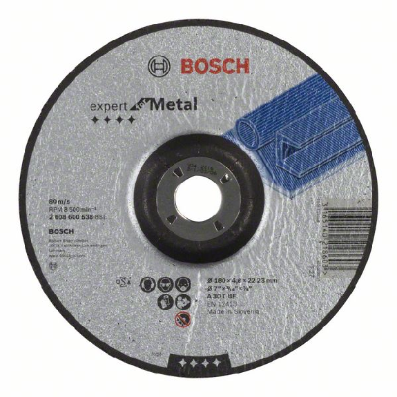 Bosch Schruppscheibe gekrpft Expert for Metal A 30 T BF, 180 mm, 22,23 mm, 4,8-Beschreibung lesen