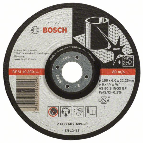 Bosch Schruppscheibe gekrpft Expert for Inox AS 30 S INOX BF, 150 mm, 22,23 mm-Beschreibung lesen