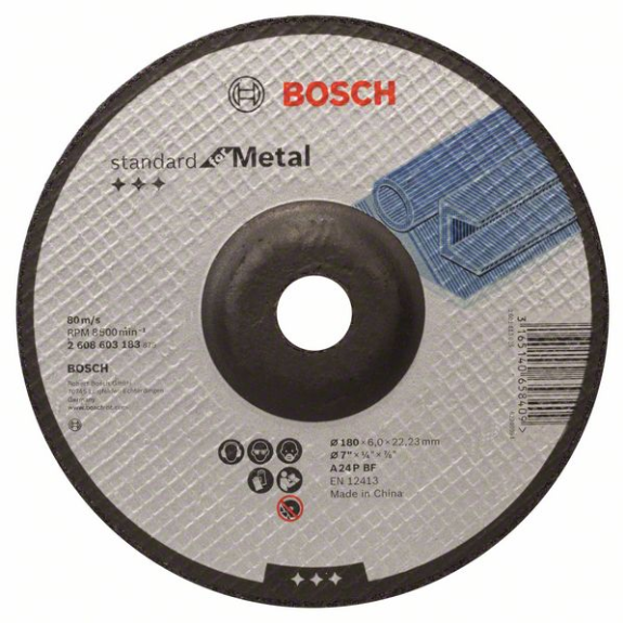 Bosch Schruppscheibe gekrpft, Standard for Metal A 24 P BF, 180 mm, 22,23 mm, 6-Beschreibung lesen