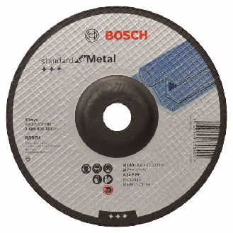 Bosch Schruppscheibe gekrpft, Standard for Metal A 24 P BF, 180 mm, 22,23 mm, 6-Beschreibung lesen