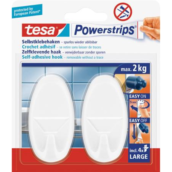 Tesa Powerstrips Haken Large Classic Weiß 08 Weiss 44mm-Beschreibung lesen