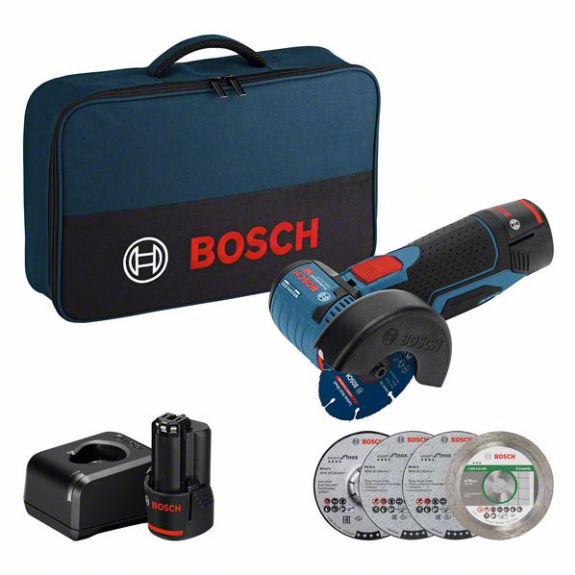 Bosch Akku-Winkelschleifer GWS 12V-76, mit 2 x 2.0 Ah Li-Ion Akku-Beschreibung lesen