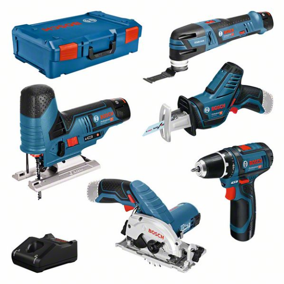 Bosch Combo Kit 5er-Werkzeug-Set 12V: GSR+GST+GOP+GKS+GSA + 3xGBA 3.0Ah +GAL +XL-BOXX-Beschreibung lesen