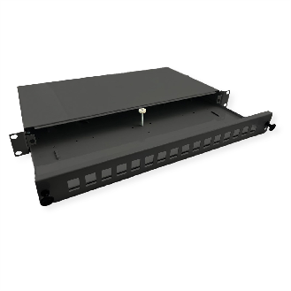 ROLINE Panneau FO 19" vide, 1U, 16 ports, pour Keystones FO, noir-Lire la description