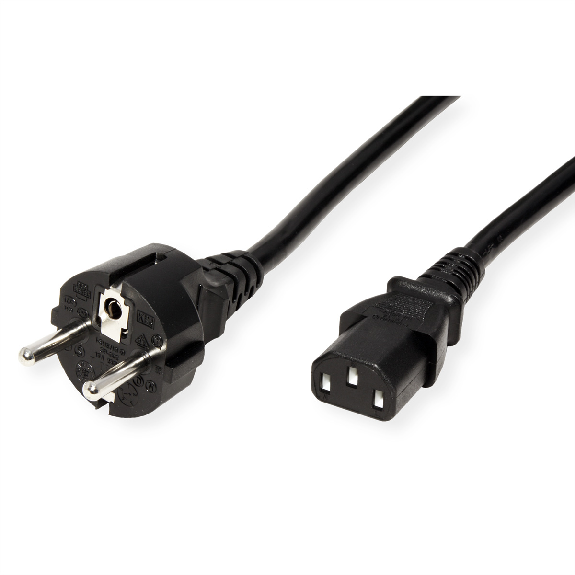 ROLINE Netzkabel, IEC-Buchse & CEE7/7-Stecker gerade, schwarz, 1,8 m-Beschreibung lesen