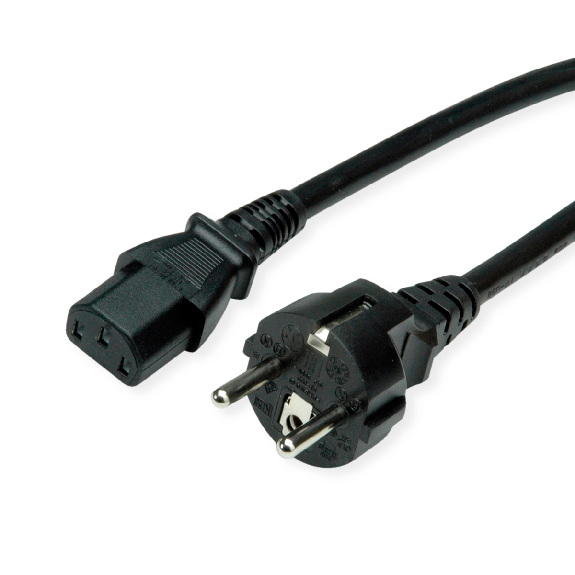 ROLINE Netzkabel, IEC-Buchse & CEE7/7-Stecker gerade, schwarz, 1,8 m-Beschreibung lesen