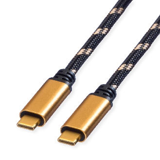 ROLINE GOLD USB4 Gen3x2 Kabel, CC, ST/ST, 40Gbit/s, 100W, schwarz / gold, 1 m-Beschreibung lesen