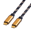 ROLINE GOLD USB4 Gen3x2 Kabel, CC, ST/ST, 40Gbit/s, 100W, schwarz / gold, 1 m
