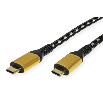 ROLINE GOLD USB4 Gen3x2 Kabel, CC, ST/ST, 40Gbit/s, 100W, schwarz / gold, 1 m-Beschreibung lesen