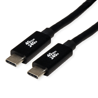 ROLINE USB4 Gen3x2 Kabel, CC, ST/ST, 40Gbit/s, 240W, schwarz, 2 m-Beschreibung lesen