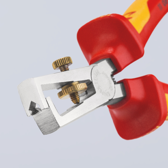 KNIPEX 11 06 160 SB Abisolierzange mit Öffnungsfeder, universal isoliert mit Mehrkomponenten-Hüllen, VDE-geprüft verchromt 160 mm (SB-Karte/Blister)-Beschreibung lesen