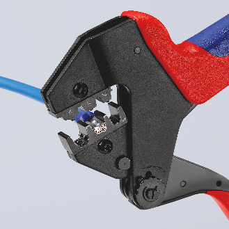 KNIPEX 97 43 200 Crimp-Systemzange für auswechselbare Crimpeinsätze mit Mehrkomponenten-Hüllen brüniert 200 mm-Beschreibung lesen