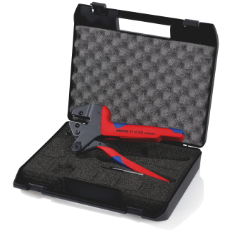 KNIPEX 97 43 200 Crimp-Systemzange für auswechselbare Crimpeinsätze mit Mehrkomponenten-Hüllen brüniert 200 mm-Beschreibung lesen