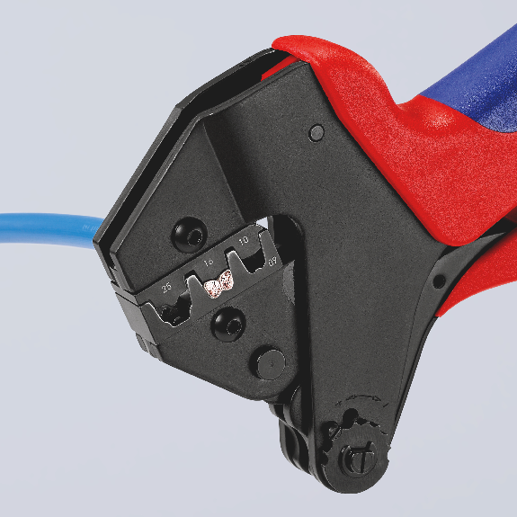 KNIPEX 97 43 200 Crimp-Systemzange für auswechselbare Crimpeinsätze mit Mehrkomponenten-Hüllen brüniert 200 mm-Beschreibung lesen