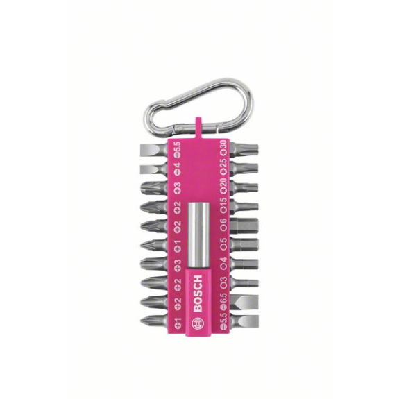 Bosch 21-teiliges Schrauberbit-Set mit Snap-hook (pink)  Ausstellerversion-Beschreibung lesen