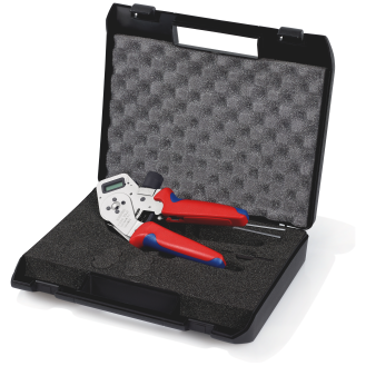 KNIPEX 97 52 63 DG Vierdornpresszange für gedrehte Kontakte mit Mehrkomponenten-Hüllen verchromt 195 mm-Beschreibung lesen