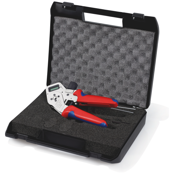 KNIPEX 97 52 63 DG Vierdornpresszange für gedrehte Kontakte mit Mehrkomponenten-Hüllen verchromt 195 mm-Beschreibung lesen